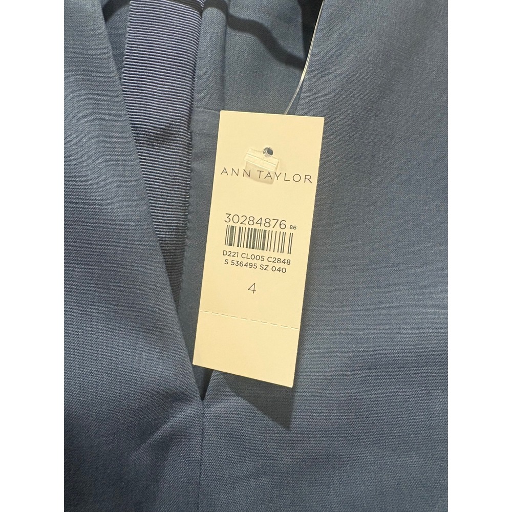 NEW Ann Taylor Belted Doubleweave Sheath Dress Blue Size 4 - Picture 4 of 9